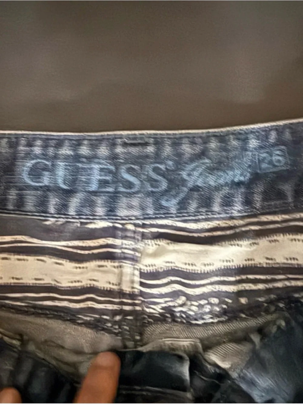 GUESS Distressed Blue Wash Denim Cutoff Shorts